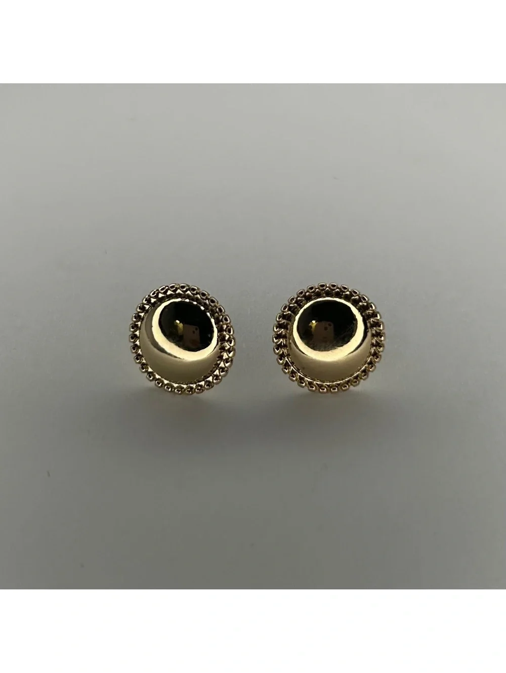 Vintage Napier Signed Gold Tone Button Pierced Stud Earrings